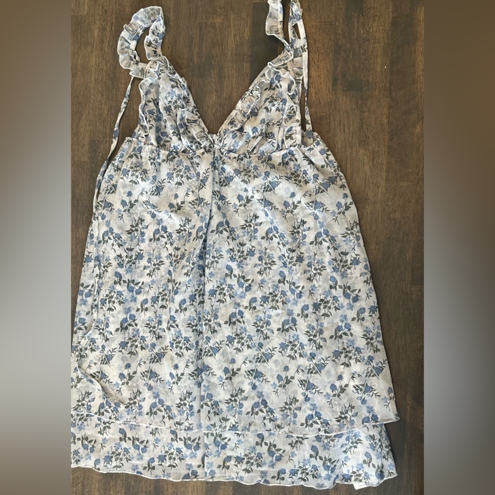 Commense Light Blue Floral Ruffle Mini Dress - Picture 4 of 6